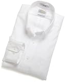 EAGLE Men's 100% Cotton Pinpoint Non Iron Slim Fit Long Sleeve Dress Shirt,White,15.5 34/35