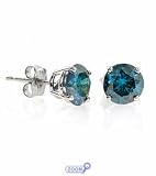 14K white gold 2.00 Carat Treated Blue Diamond Stud Earrings