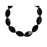 14k White Gold Black Zebra Agate Necklace, 20