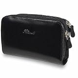 Fontanelli Black Polished Calf Leather Zip Wallet