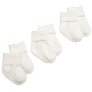 Jefferies Socks Organic Cotton Turn Cuff Sock, 3 Pack, White