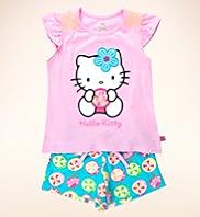 Younger Girls Pure Cotton Hello Kitty Fruit Shortie Pyjamas
