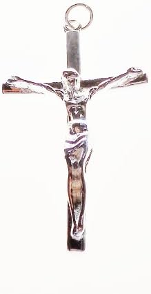 Cross Pendant - Large Silvertone Crucifix Pendant