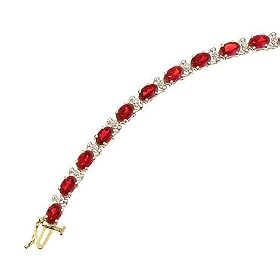 Created Ruby and Diamond Oval Bracelet by Reeds