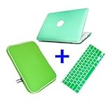 Bluecell MBW GREEN 3 in 1 Package Rubberized Hard Case Keyboard Cover Bag for New Macbook 13.3