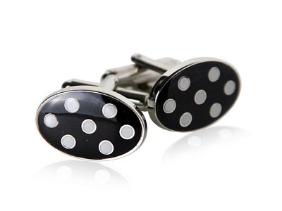 Polka Dot Cufflinks in Black & White by Cuff-Daddy