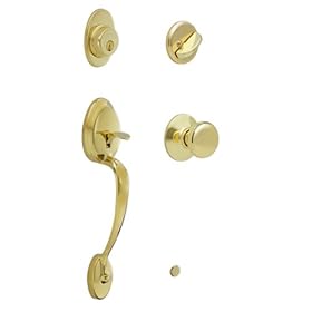 Schlage F360 PLY 505 PLY 605 Plymouth Single Cylinder Handleset with Plymouth Knob Interior, Lifetim