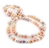 6.5-8.5mm Multi-Color Chinese Cultured Pearl Necklace - 36 Endless w/ Sterling Silver Shortener