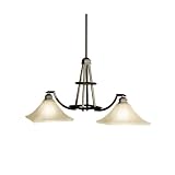 kitchen pendent lights-Kichler Lighting 3867OLZ Polygon 2-Light Island Fixture, Oiled Bronze with Linen Textured Glass
