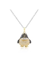 Jet Black CZ Penguin Pendant Necklace
