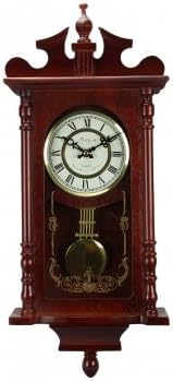 Bedford Collection Redwood Finish 25" Wall Clock with Pendulum and Chime