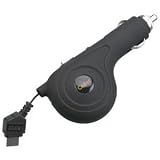 Apple iPhone / Apple iPod - Rubberized Retractable Car Charger (Black)