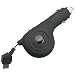 Apple iPhone / Apple iPod - Rubberized Retractable Car Charger (Black)