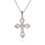 Eve's Addiction Beautiful CZ Cross Pendant in Sterling Silver