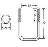 Square U-Bolts (Size\: 1/2 X 4-1/8 X 3) By Tie Down