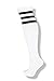 Unisex White Knee High Team Tube Socks w/ Three Various Colored Stripes