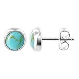 6mm Round Reconstituted Turquoise .925 Sterling Silver Back Post Stud Earrings