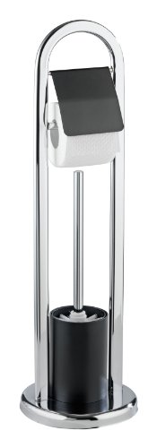 Wenko 18748100 Stand WC-Garnitur Ovalo - Chrom-Kunststoff, &Oslash; 19 x 67 cm, schwarz