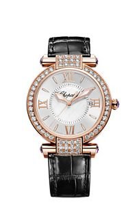 Chopard Women's Imperiale Silver Dial Black Strap Diamond Watch 384221-5002