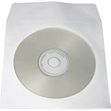 CD Technology 100-Pack White Paper Window Envelope Sleeves for CD Storage