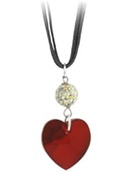Genuine Swarovski Crystallized Elements Heart and Crystal Fireball Pendant Necklace, 18"