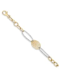 14k Two Tone Polished Fancy Link Bracelet Length 7.5"