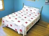 Nebraska Cornhuskers Full Size White Sheet Set