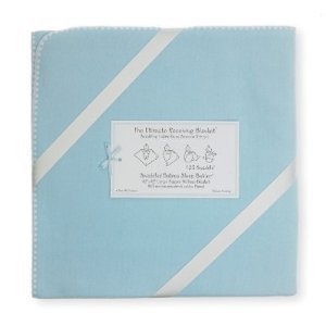 Ultimate Receiving Blanket® in Solid Pastel with Ivory Trim Color: Pastel Blue
