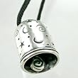 Celestial Bell Chime Pendant with Stars and Moons in Sterling Silver on Black Cord, #9067