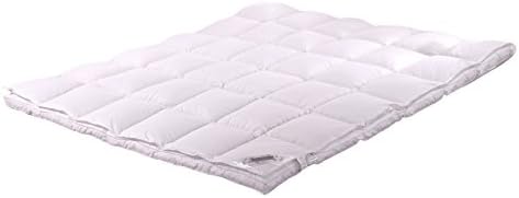 Hungary White Goose Down Feather Mattress Topper Pad,Luxury Double Layers, 280TC,Solid White(Twin)