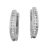 14K White Gold Diamond Hoop Earrings - 0.50 Ct.