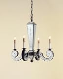 Currey and Company 9645 4 Light Tosca Chandelier, Venetian Mirror with Old Iron Finish