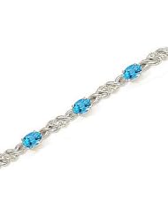 14kt Yellow Gold Oval Blue Topaz and Diamond Bracelet