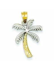 14K Gold & Rhodium Palm Tree Pendant