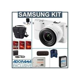 Samsung Smart Wireless NX1000 20.3 MP Camera with 20-50mm f/3.5-5.6 Lens - Bundle - with 32GB SDHC Card, Holster Bag, Spare Battery, 58mm Filter Kit, USB Card Reader, Card Holder, Optics Cleaning Kit, FREE: Red Giant Adorama Production Bundle for PC/Mac, White