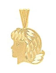 14K Gold Girl Head Charm Pendant Jewelry FindingKing