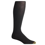 Gold Toe Men's Canterbury Over the Calf Dress Sock 3-Pack, Black, Shoe Size 10-13