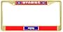Wyoming State Flag Gold Tone Metal License Plate Frame Holder