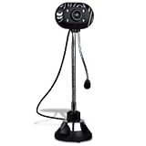 300K USB 2.0 Webcam w/Microphone, 3 LEDs, & Adjustable Suction Cup Base (Black/Silver) - Video Chat in Low Light!