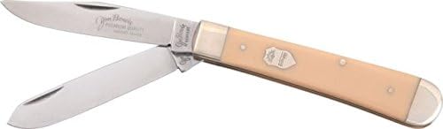 German Eye Jim Bowie Trapper Folding Knife,Clip and Spey Blade, Yellow Celluloid Handle JY JIM