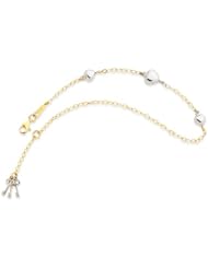 14K Two-tone Puffed Heart & Keys Anklet