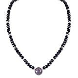 Onyx and amethyst necklace, 'Brilliant' 17" L
