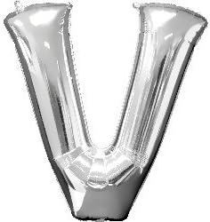 Elegant Silver Letter "V" Air-Filled Foil Balloon - (16") 1 Piece - Premium Quality & Long-Lasting Dazzling Decorations, Perfect For Parties & Events