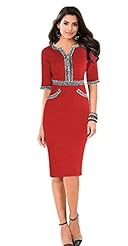 V-neck Cotton Puff Sleeves Summer Cocktail Bodycon Dress/Party Dress 