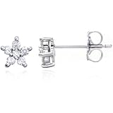 14K White Gold Star Stud Earrings