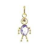10 KT Yellow Gold Boy Oval Amethyst CZ Pendant Charm