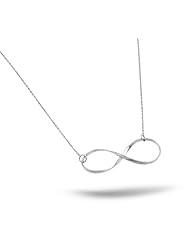 Sterling Silver Rhodium Plated Large Plain Infinity Necklace 16 Inch Plus 2 Inch Chain