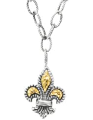 Phillip Gavriel 18K Yellow Gold and Sterling Silver Fleur De Lis Adjustable 16-20 inches Necklace