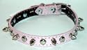1/2" Spiked Pink Leather Collar (Fits neck size: 9" -12")
