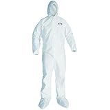 Kimberly-Clark KleenGuard A30 Breathable Splash and Particle Protection Disposable Coverall with Hood and Boots, White, Size 2XL (Case of 25)